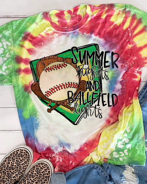 Baseball Mom Tie Dye Bleached Shirt
