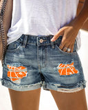 BASKETBALL RIPPED DENIM SHORTS