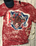 Highland Cow Fourth of July Bleached Shirt
