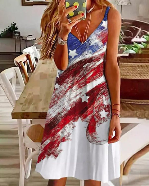 American Flag Star Sleeveless Mini Dress