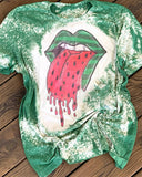 Lip Printed Bleached T-Shirt