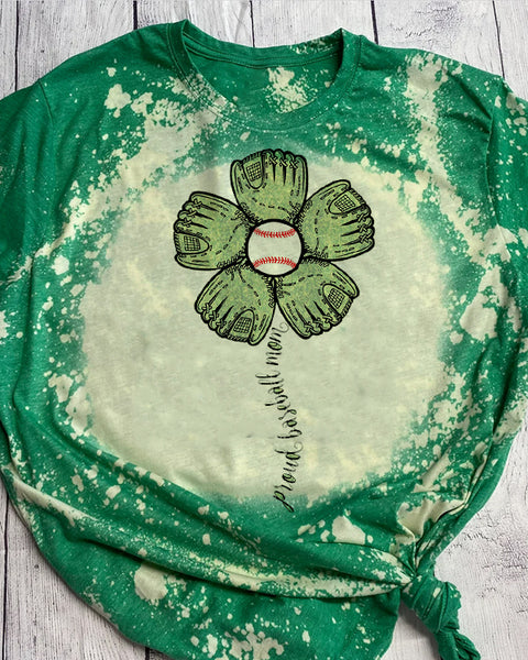 Baseball Flower Bleached T-Shirt
