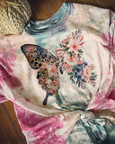 Floral Butterfly Bleach Print T-Shirt