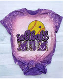 Softball Leopard Purple Letters Tee