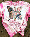 Faith Cross Butterfly And Sunflowers Tshirt