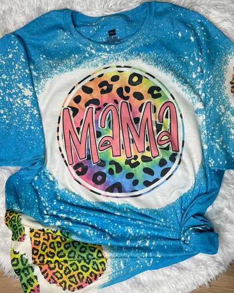 Mama Leopard Bleach Print T-Shirt