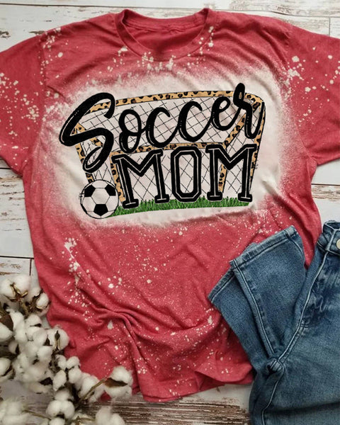 Soccer Mom Red Bleach Print T-Shirt