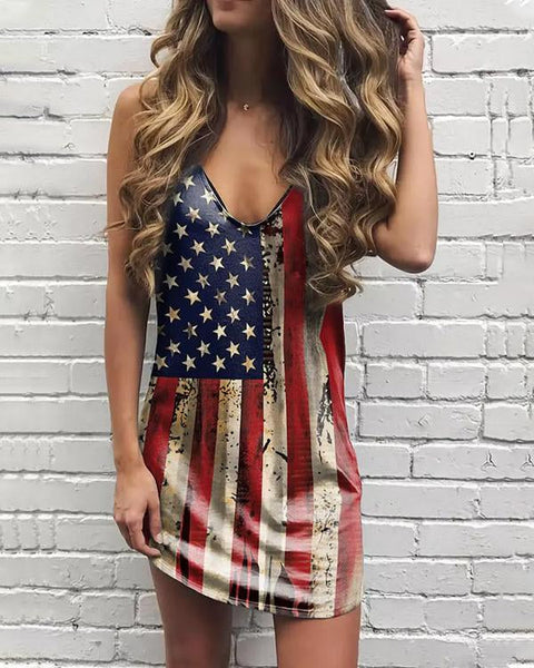 American Flag Sleeveless Mini Dress