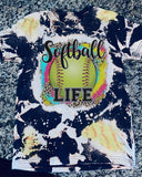Softball Life Bleached T-Shirt