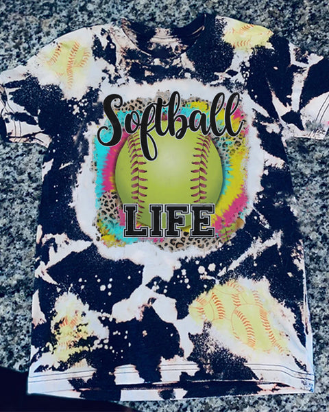Softball Life Bleached T-Shirt
