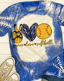 Peace Love Softball Printed T-Shirt