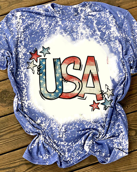 Merica Printed Bleached T-Shirt