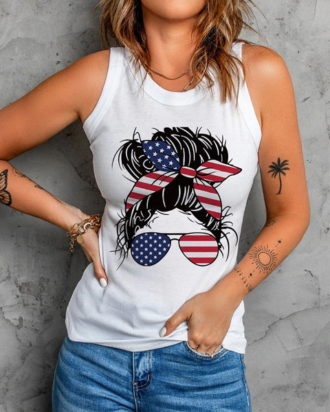  PORTRAIT FLAG PATTERN TANK TOP