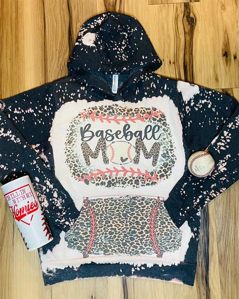 Baseball Mom Leopard-print Hooded Sweatshirt