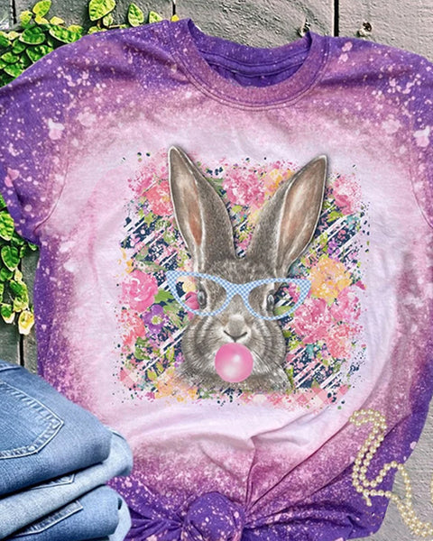 Easter Bunny Bubble Gum Bleached T-shirt