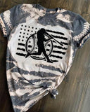 US Baseball Print Bleach T-Shirt