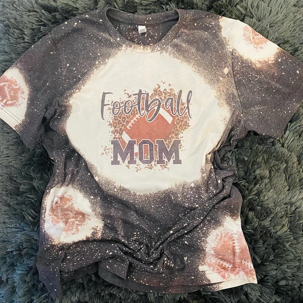 Football Mom Bleached T-Shirt