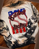 Baseball Mom Bleached Crewneck Sweatshirt