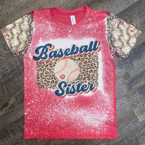 Baseball Mom Cheetah Bleached Shirt