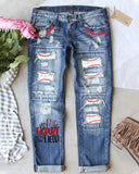 BASEBALL RIPPED JEANS