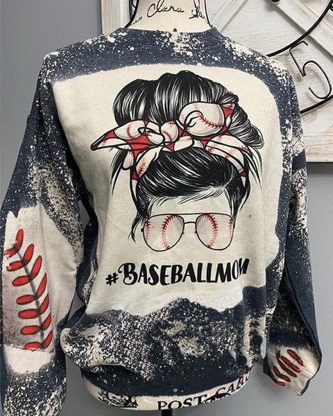 Baseball Mom Bleached Sweatshirt