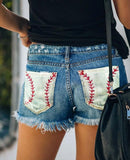 Baseball Denim Shorts