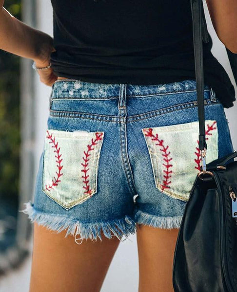 Baseball Denim Shorts